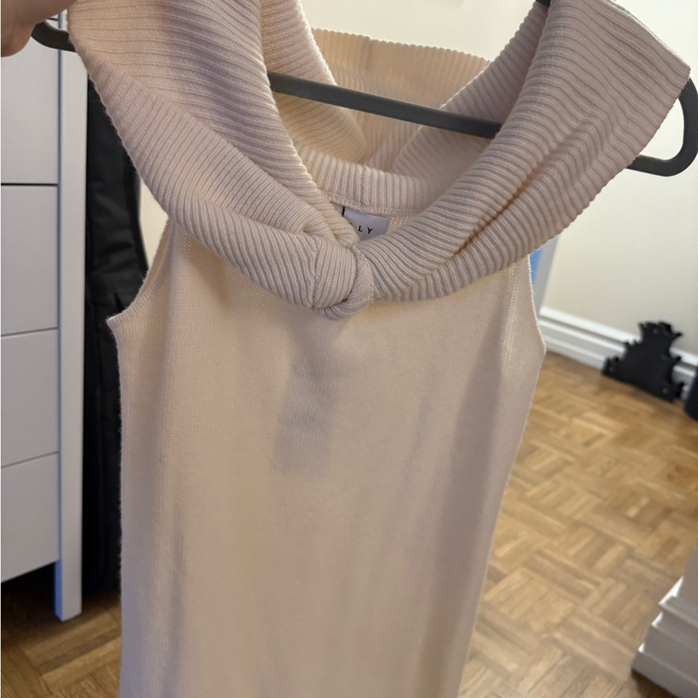 Elegant Cream off the shoulder Sweater dress